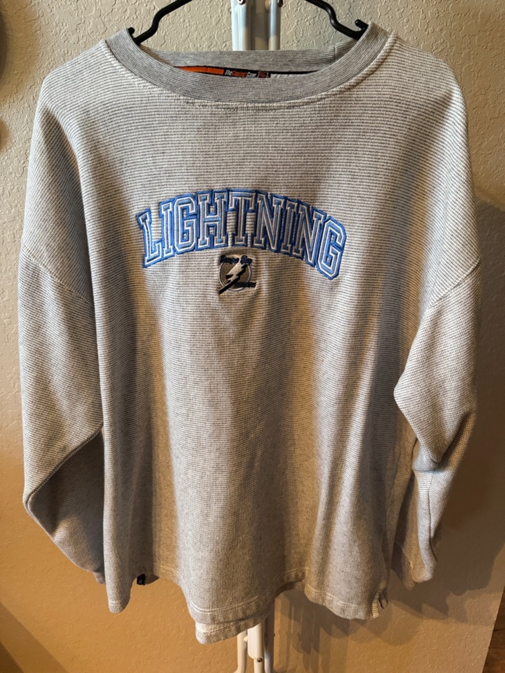 NHL Lightning Gray Crewneck Sweatshirt with Blue Lettering
